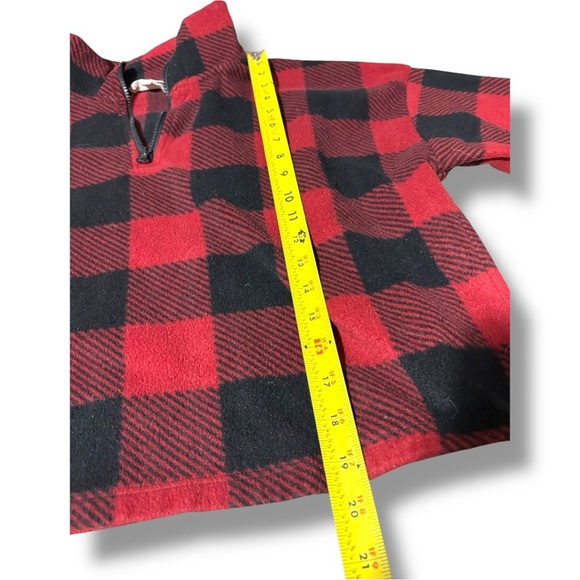 Hippie Rose Red/Black Flannel Checkered Quarter Zip Long Sleeve Cropped Fleece - Picture 7 of 15